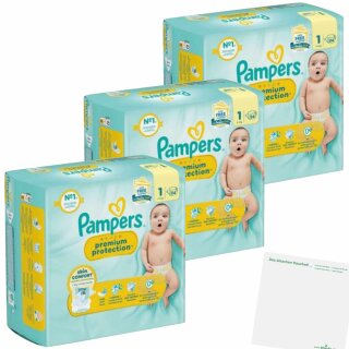 Pampers Premium Protection Gr1 New Baby 2-5kg 3er Pack (3x24St Packung) + usy Block