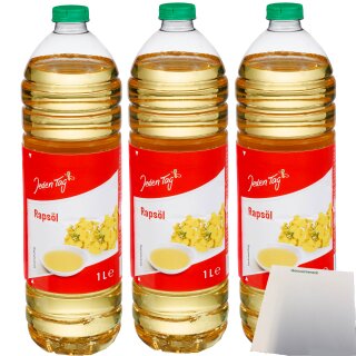 Jeden Tag Pflanzenöl aus Raps 3er Pack (3x1l Flasche) + usy Block