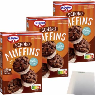 Dr. Oetker Backmischung Muffins Schoko 3er Pack (3x345g Packung) + usy Block