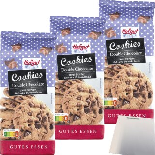 Hofgut Cookies Double Choc 3er Pack (3x200g Packung) + usy Block