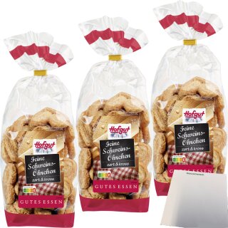 Hofgut Schweinsöhrchen 3er Pack (3x200g Beutel) + usy Block