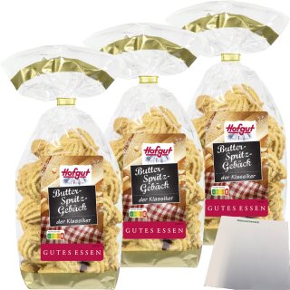 Hofgut Butter-Spritzgebäck 3er Pack (3x200g Beutel) + usy Block
