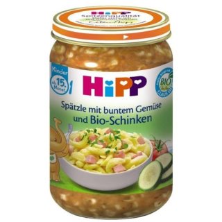 Hipp Spätzle mit buntem Gemüse und Bio-Schinken, 250g