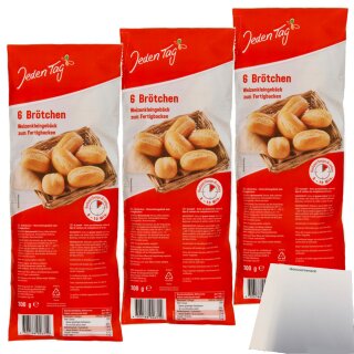 Jeden Tag 6 Brötchen zum Aufbacken 3er Pack (3x300g Packung) + usy Block