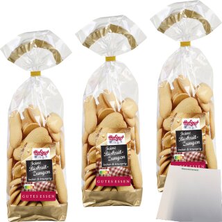Hofgut Biskuitzungen 3er Pack (3x200g Beutel) + usy Block