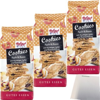 Hofgut Cookies Apfelstrudel 3er Pack (3x225g Packung) + usy Block