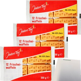 Jeden Tag Frischei-Waffeln 3er Pack (3x250g Packung) + usy Block