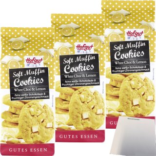 Hofgut Soft Cookies White mit Lemon 3er Pack (3x210g Packung) + usy Block