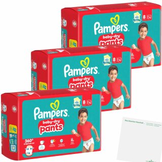 Pampers Baby Dry Pants Gr.8 17+kg Extra Large 3er Pack (3x16St Packung) + usy Block