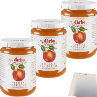 Darbo Pfirsich Konfitüre 3er Pack (3x450g Glas) + usy Block
