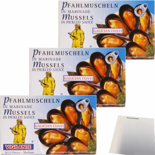 Vigilante Pfahlmuscheln In Marinade - Mejillones En Escabeche 3er Pack (3x115g Dose) + usy Block