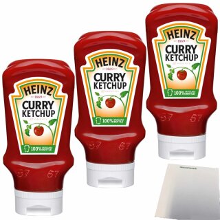 Heinz Curry Ketchup Kopfstehflasche 3er Pack (3x500ml Flasche) + usy Block