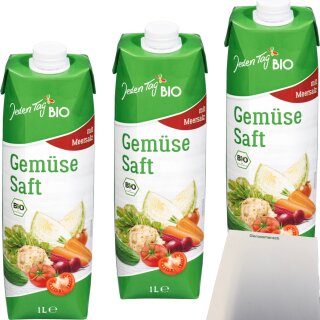 Jeden Tag Tomaten-Gemüsesaft (3x1l Packung) + usy Block
