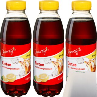 Jeden Tag Eistee Zitrone 3er Pack (3x0,5l Flasche) + usy Block
