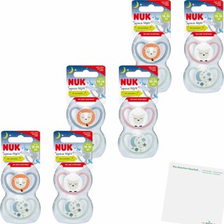NUK Space Night Schnuller mit Leuchteffekt 6-18m Keine Motivwahl 3er pack (3x1 Stück) + usy Block