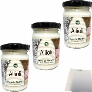 Molí de Pomerí Allioli Knoblauchmayonnaise 3er Pack (3x140g Glas) + usy Block