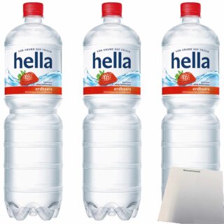 hella near water Erdbeere 3er Pack (3x1,5l Flasche) + usy Block