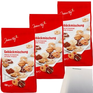 Jeden Tag Gebäckmischung 3er Pack (3x500g Packung) + usy Block