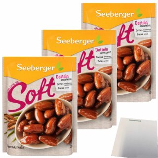 Seeberger Soft-Datteln 3er Pack (3x200g Packung) + usy Block