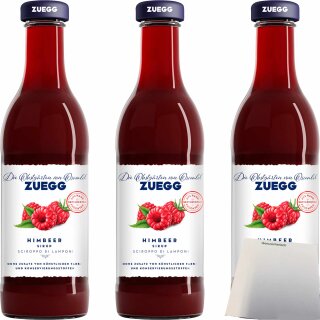 ZUEGG Himbeer Fruchtsirup 3er Pack (3x425ml Flasche) + usy Block
