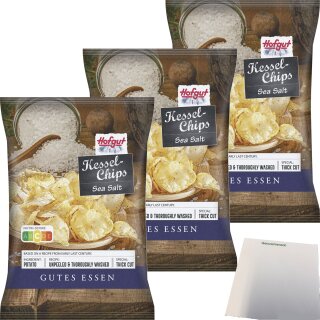 Hofgut Kessel Chips Sea Salt 3er Pack (3x150g Beutel) + usy Block