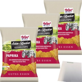 Hofgut Chips Acker-Kracher Paprika 3er Pack (3x120g Beutel) + usy Block