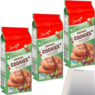 Jeden Tag Cookies Nougatelli 3er Pack (3x200g Packung) + usy Block
