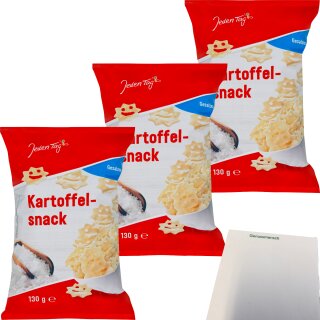 Jeden Tag Kartoffelsnack gesalzen 3er Pack (3x130g Packung) + usy Block