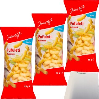 Jeden Tag Pufuleti Mais-Snack 3er Pack (3x85g Packung) + usy Block
