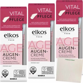 Elkos Face Vital Augencreme 3er Pack (3x15ml Packung) + usy Block