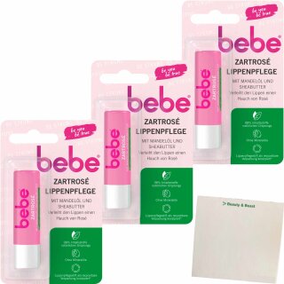 Bebe Young Lipstick Zartrose 3er Pack (3x4,9g Packung) + usy Block