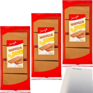 Jeden Tag Zitronen-Waffeln 3er Pack (3x250g Packung) + usy Block