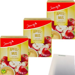 Jeden Tag Apfelmus 3er Pack (3x710g Packung) + usy Block