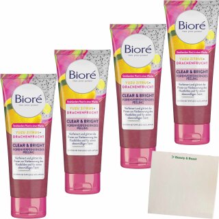 Biore Clear & Bright Peeling 4er Pack (4x100ml Tube) + usy Block