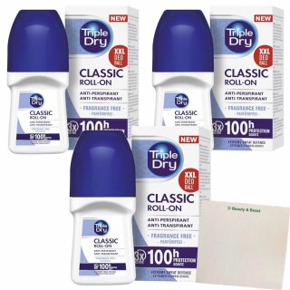 Triple Dry Roll-On Classic 100h Schutz 3er Pack (3x50ml) + usy Block