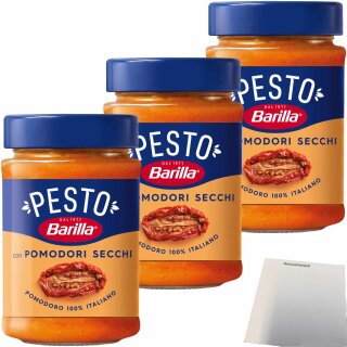 Barilla Pesto Pomodori Secchi 3er Pack (3x200g Glas) + usy Block