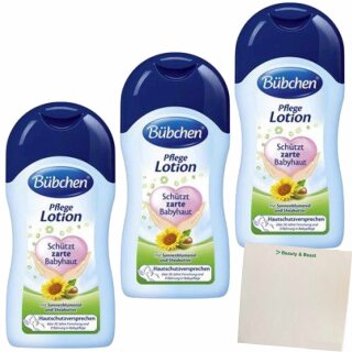 Bübchen Pflege Lotion mit Sonnenblumenöl & Sheabutter 3er Pack (3x400ml Flasche) + usy Block