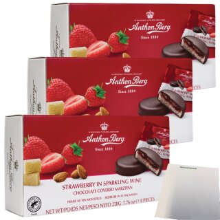 A.Berg Schokolade Erdbeere in Schaumwein 3er Pack (3x220g Packung) + usy Block