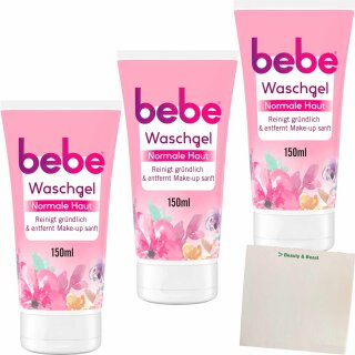 bebe WASCHGEL Normale & Mischhaut 3er Pack (3x150ml Flasche) + usy Block