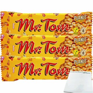 Mr.Tom Peanuts 3er Pack (3x40g Riegel) + usy Block