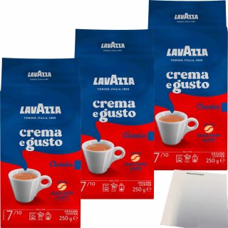 Lavazza Crema e Gusto gemahlen 3er Pack (3x250g Packung) + usy Block