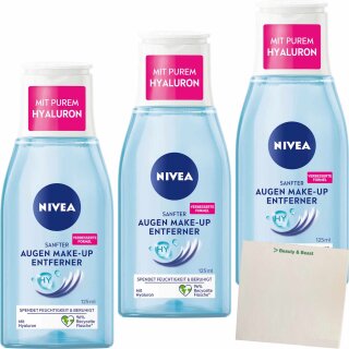 Nivea Sanfter Augen Make-Up Entferner 3er Pack (3x125ml Flasche) + usy Block