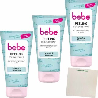 bebe Peeling für zarte Haut Normale & Mischhaut 3er Pack (3x150ml Flasche) + usy Block
