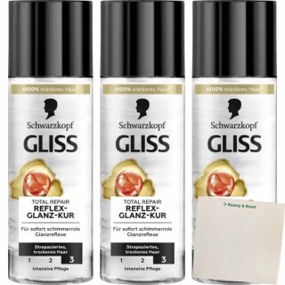 Schwarzkopf Gliss Total Repair Glanzkur 3er Pack (3x150ml Pumpspender) + usy Block