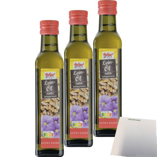 Hofgut Leinöl 3er Pack (3x250ml Flasche) + usy Block