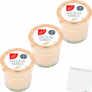 G&G Duftglas Vanille Duftkerze 3er Pack (3x1Stk Glas) + usy Block