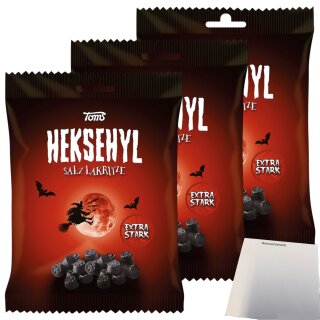 Toms Heksehyl Salzlakritz Pastillen 3er Pack (3x140g Packung) + usy Block