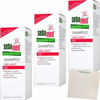 Sebamed Trockene Haut Urea 5 % Shampoo 3er Pack (3x200ml Packung) + usy Block