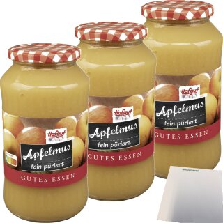 Hofgut Apfelmus 3er Pack (3x720ml, 720g Glas) + usy Block