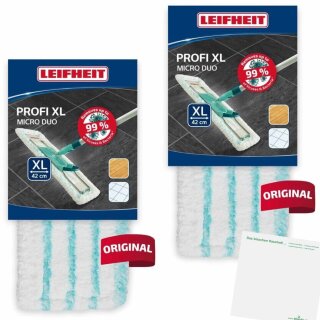 Leifheit Ersatz Wischbezug Profi micro duo 16cm breit, 42cm lang 2er Pack (2 Stück) + usy Block
